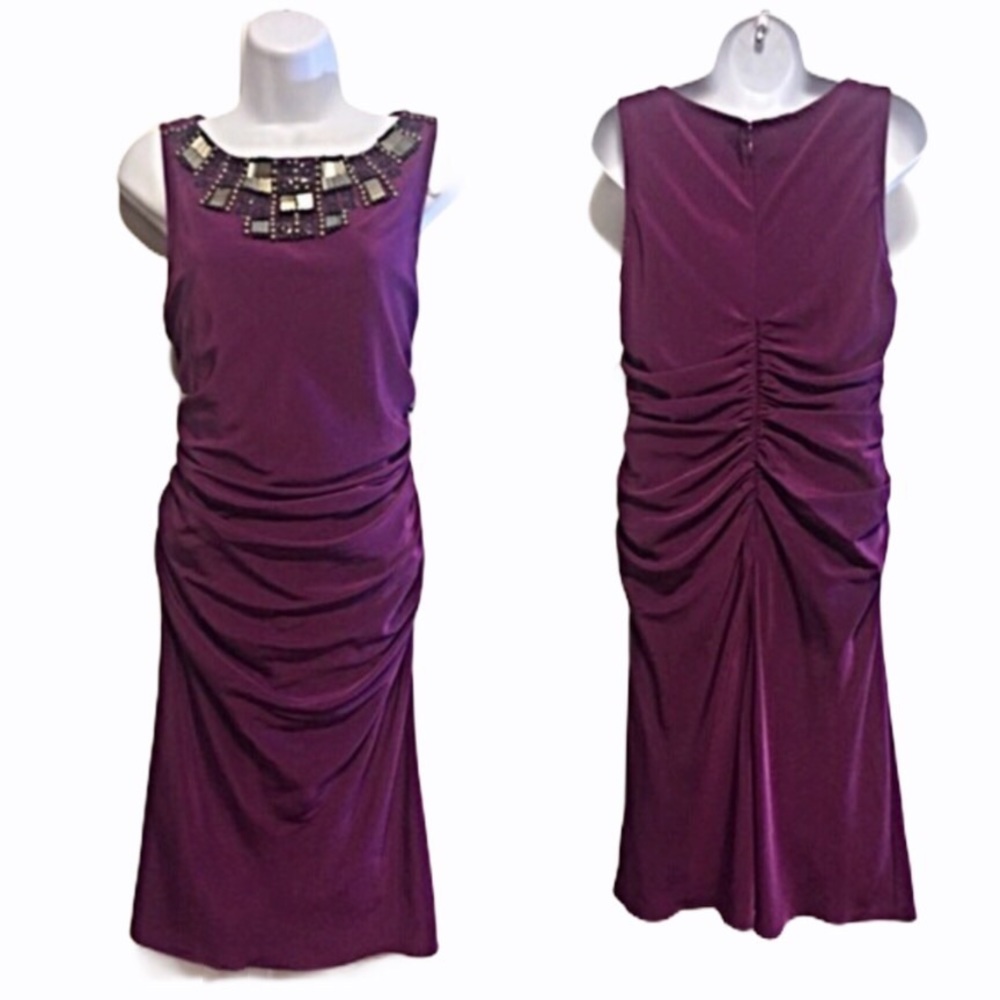Adrianna Papell Maroon Rouched Dress